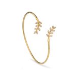 Gold Leaf Cuff Bracelet With Diamonds - Image 3