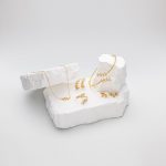 Gold Leaf Earrings With Zircon - Image 2