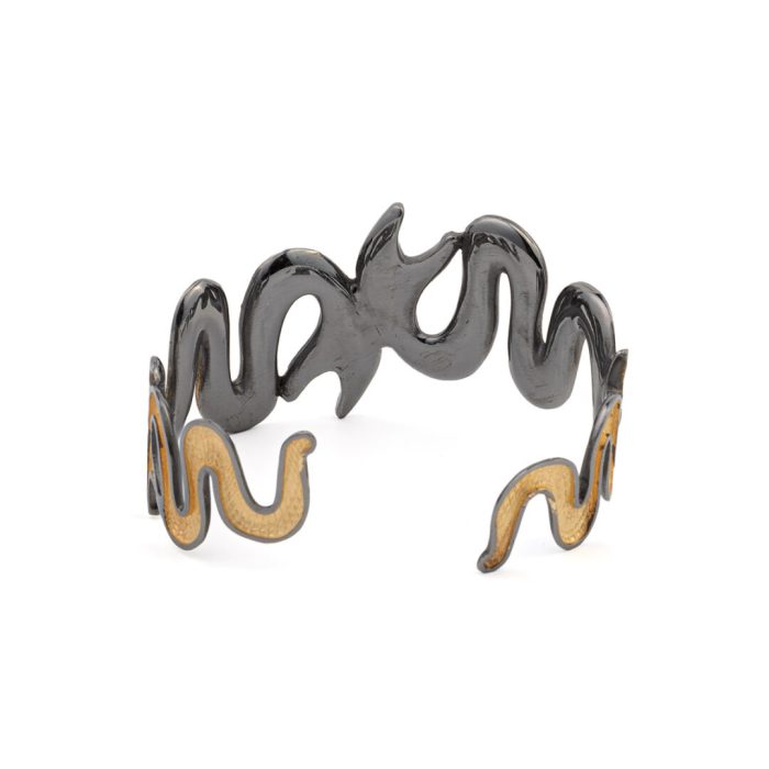Snake Cuff Bracelet - Sterling Silver and Gold Plated - Image 3