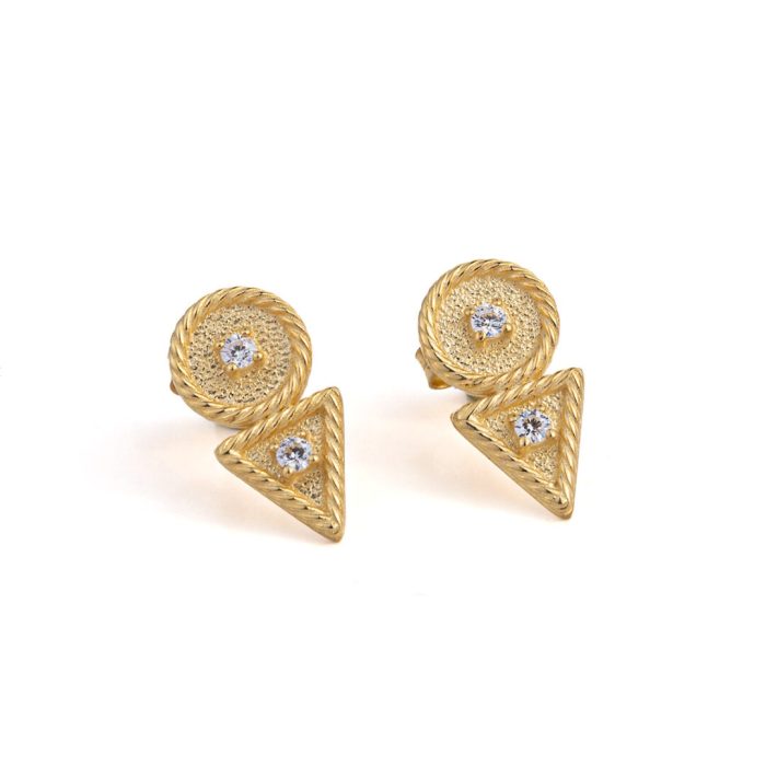 Zircon Earrings  - 9K Gold - Image 1