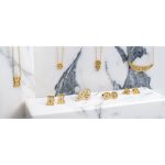 9K Gold Stud Earrings with Zircon - Image 3