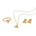 Triangle Earrings with Zircon - 9K Gold - Image 2
