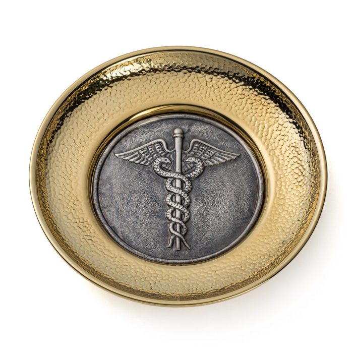 Bronze Plate Caduceus The Symbol of Medicine - 925 Silver - Image 1