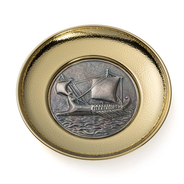 Bronze Plate with Ancient Ship Trireme - Image 1