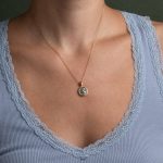 Goddess Athena Round Pendant - 14K Gold and Sterling Silver - Image 2