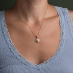 Goddess Athena Coin Round Pendant - 14K Gold and Sterling Silver - Image 2