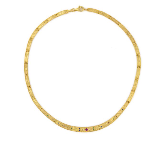 Byzantine Necklace with Swarovski crystals - Sterling Silver Gold Plated - Image 1