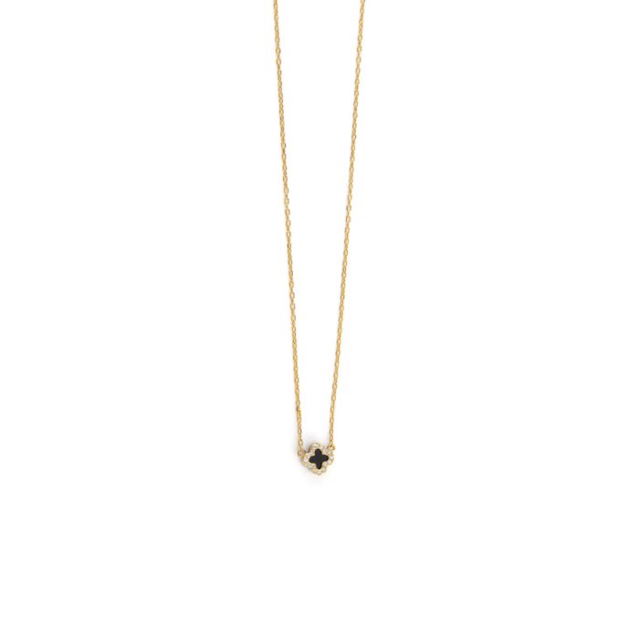 Clover Necklace with Zircon - Gold Plated Silver 925 - Image 3
