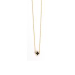 9K Gold Black Onyx Cross Necklace with White Zircons - Image 2