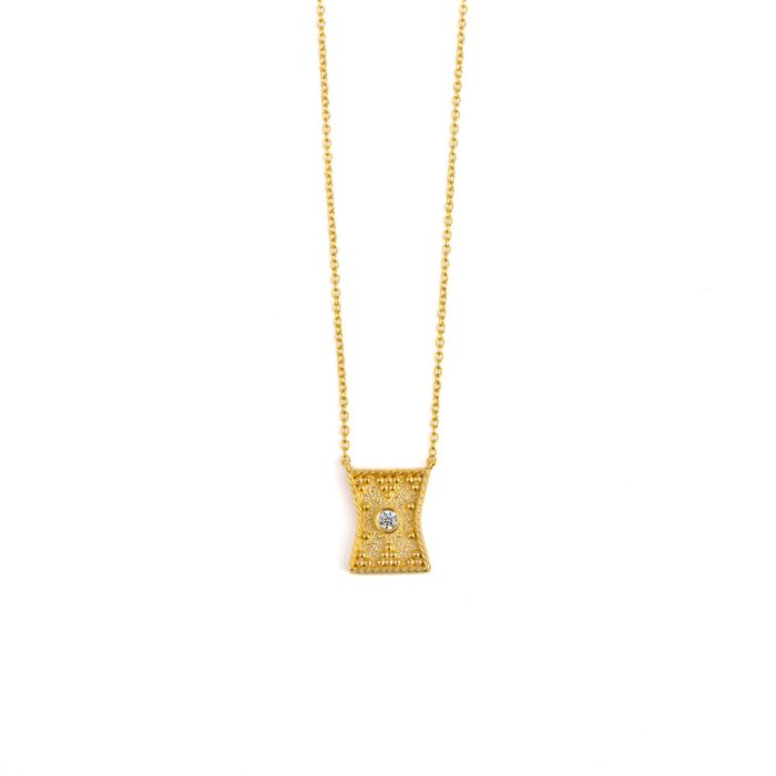 Zircon Gold Necklace - 9K Gold - Image 1