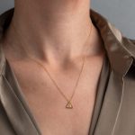 Triangle Zircon Necklace - 9K Gold - Image 2