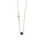 Black Onyx Cross Necklace - 14K Rose Gold - Image 2