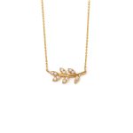 Olive Leaf Necklace with Zircon