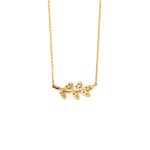 Olive Leaf Necklace with Zircon – 18K Solid Yellow Gold - Image 3