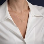 Olive Leaf Necklace with Zircon – 18K Solid Yellow Gold - Image 2