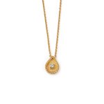 Teardrop Necklace with Zircon – 14K Solid Yellow Gold