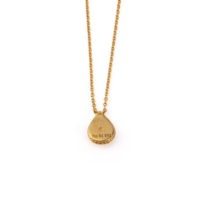 Teardrop Necklace with Zircon – 14K Solid Yellow Gold - Image 3