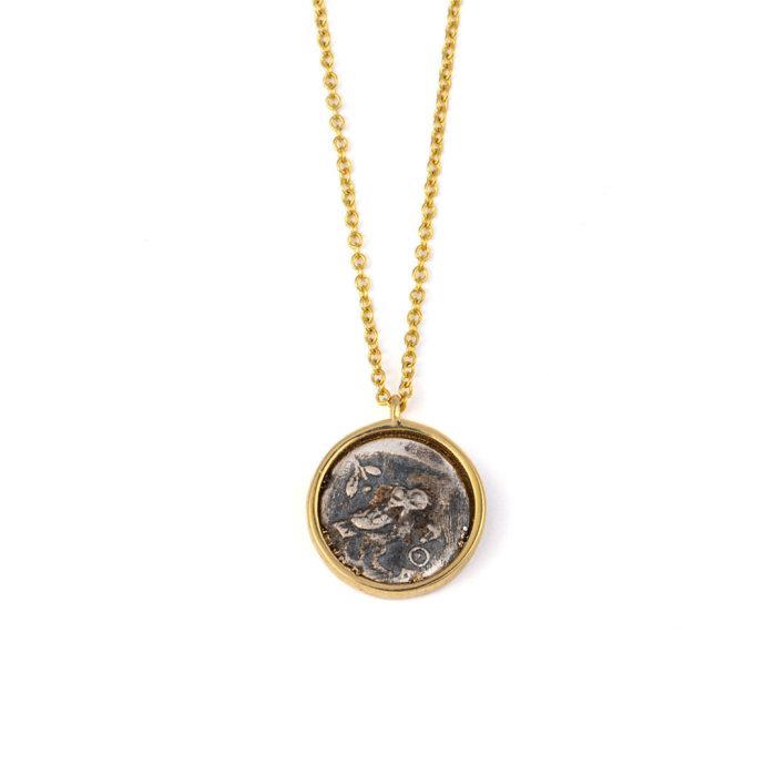 Athena Coin Necklace - 14K Gold and Sterling Silver - Image 3