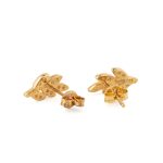Leaf Earrings with Zircon – 14K Yellow Gold - Image 3