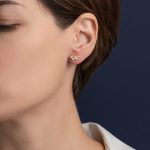 Leaf Earrings with Zircon – 14K Yellow Gold - Image 2