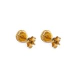 Teardrop Stud Earrings with Zircon – 14K Solid Yellow Gold - Image 3