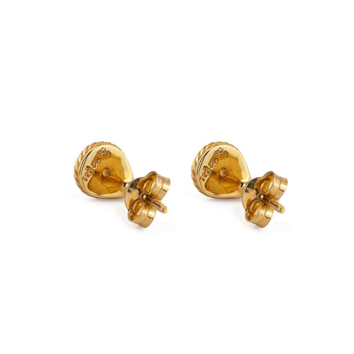 Teardrop Stud Earrings with Zircon – 14K Solid Yellow Gold - Image 3