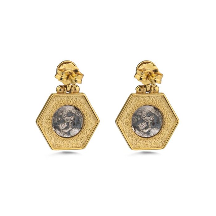 Goddess Athena Dangle Earrings - 9k Gold and Sterling Silver - Image 3