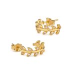 Gold Leaf Earrings With Zircon - Image 3