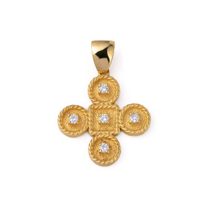 14K Gold Zircon Cross