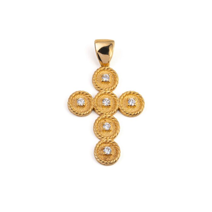 14K Gold Cross with Zircon - Image 1