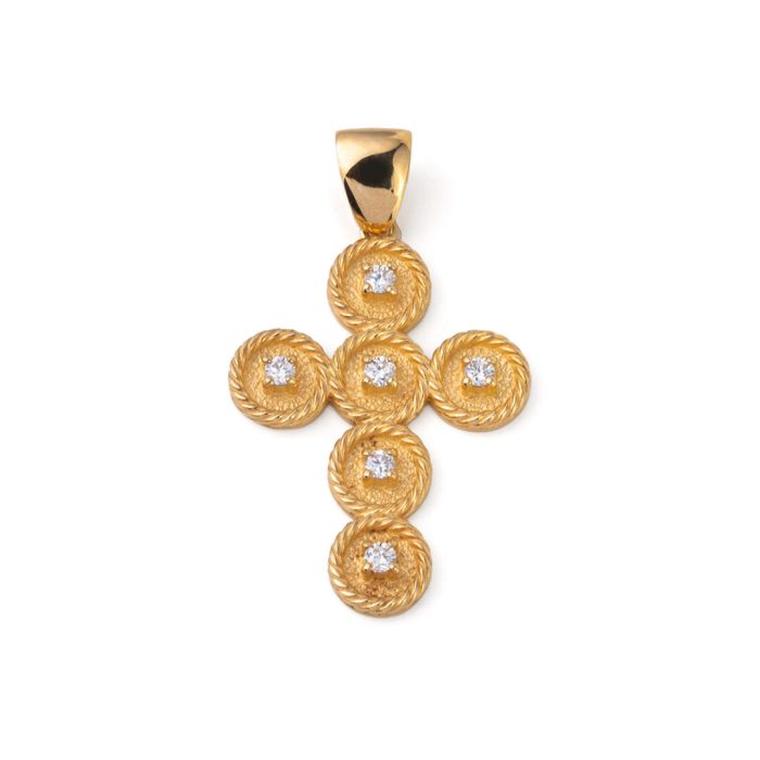 14K Gold Cross with Zircon - Image 4