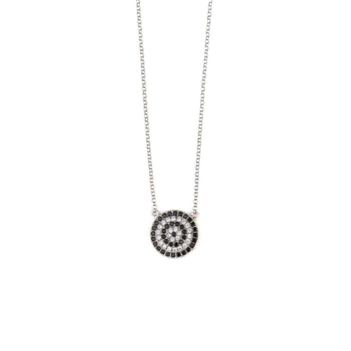 Round Evil Eye Necklace - Sterling Silver 925 and Zircon