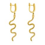 Snake Dangle Earrings with zircon – 925 Sterling Silver and Gold Plated - Image 4