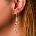 Snake Dangle Earrings with zircon – 925 Sterling Silver and Gold Plated - Image 2