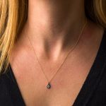 14K Gold Tear drop Evil Eye Necklace with Zircon - Image 2