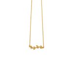 Leaf Necklace with Zircon - 14k Yellow Gold