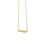 Leaf Necklace with Zircon - 14k Yellow Gold - Image 3