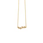 Leaf Zircon Necklace - 14k Yellow Gold