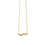 Leaf Zircon Necklace - 14k Yellow Gold - Image 2