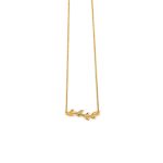 Leaf Zircon Necklace - 14k Yellow Gold - Image 3