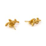 Leaf Earrings with Zircon – 14K Solid Yellow Gold - Image 2