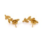 Olive Leaf Zircon Earrings – 14K Solid Yellow Gold - Image 2