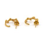 Olive Leaves Earrings with Zircon – 14K Solid Yellow Gold - Image 2