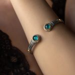 Byzantine Cuff Bracelet with Doublet Apatite Gemstone - Image 2