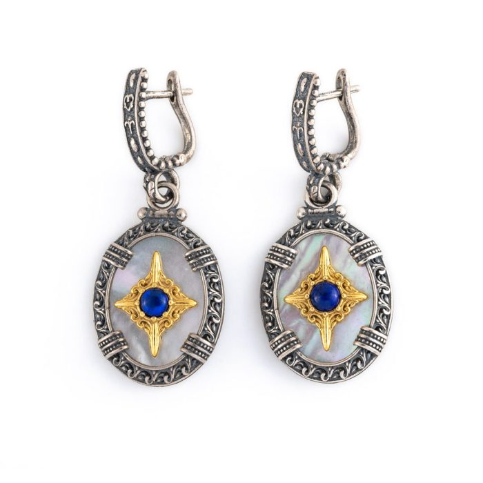 Lapis Lazuli Dangle Earrings - Byzantine Style