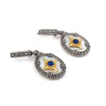 Κρεμαστά Σκουλαρίκια Lapis Lazuli - Βυζαντινό Στυλ - Image 2