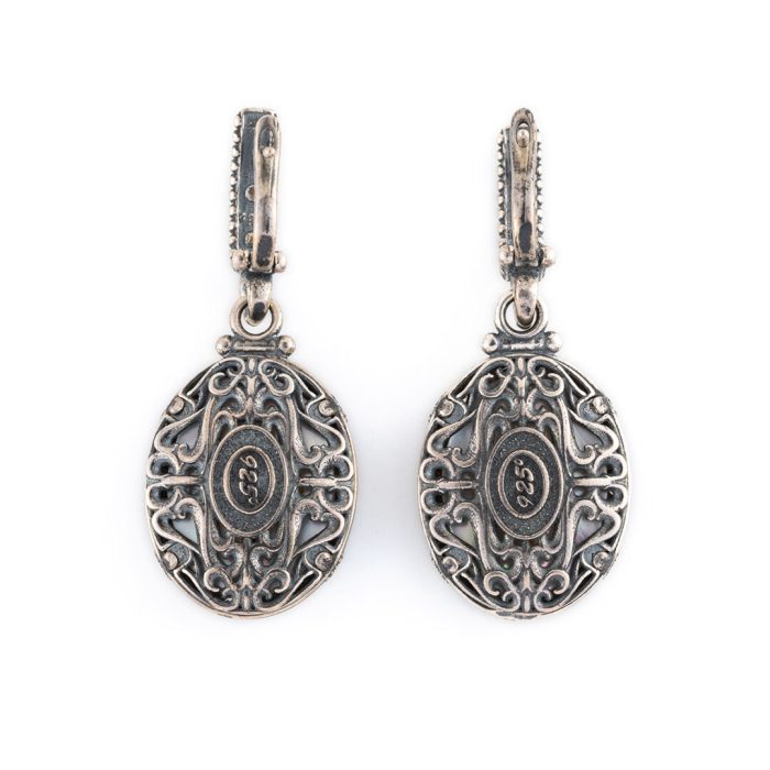 Lapis Lazuli Dangle Earrings - Byzantine Style - Image 3
