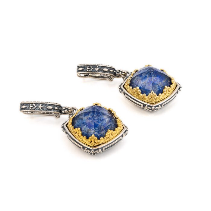 Lapis Lazuli Doublet Dangle Earrings - Image 2