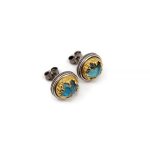 Byzantine Stud Earrings with Doublet Turquoise Copper - Image 2