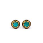 Byzantine Stud Earrings with Amazonite Doublet - Sterling Silver 925 Gold Plated - Image 3